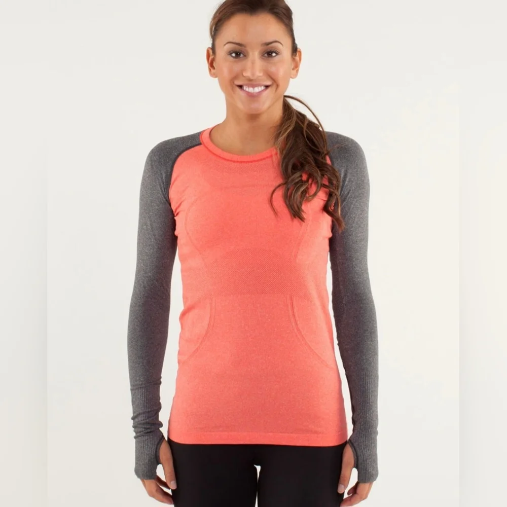 Lululemon Run: Swiftly Tech Long Sleeve Love Red / Deep Coal 8 - Picture 1 of 16